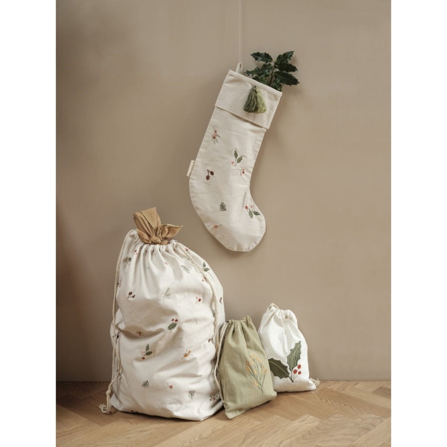 Home Fabelab | Gift Bag - Pine Embroidery - Sage Caramel