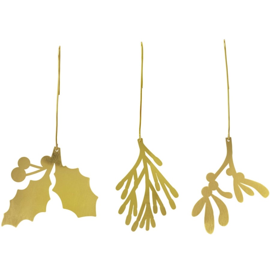 Home Fabelab | Christmas Ornaments Yule Greens - 3 Pack En Metal Gold