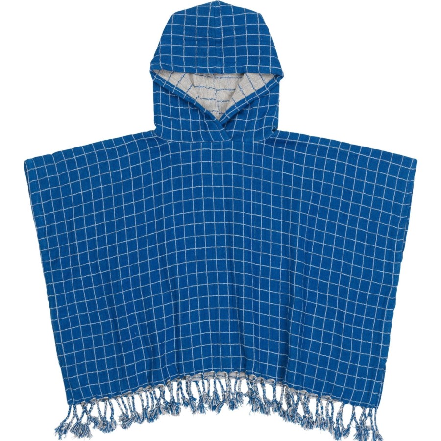 Bathtime Fabelab | Poncho - Grid / Natural Bright Blue