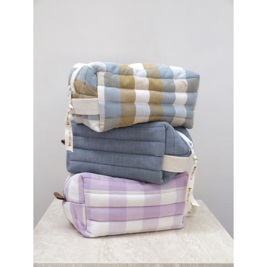 Bags & Backpacks Fabelab | Quilted Toiletry Bag Checks Cottage Blue