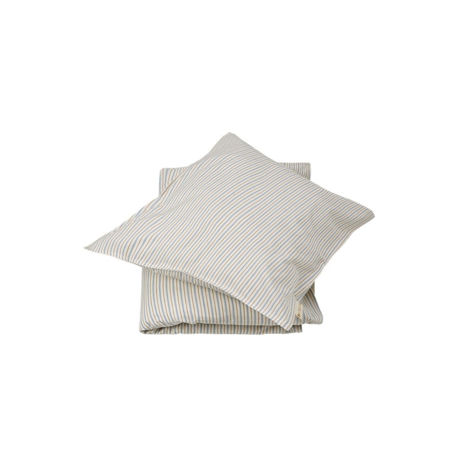 Bedtime Fabelab | Bedding Junior - Cottage Blue Stripes Cottage Blue/Natural/Caramel Stripes