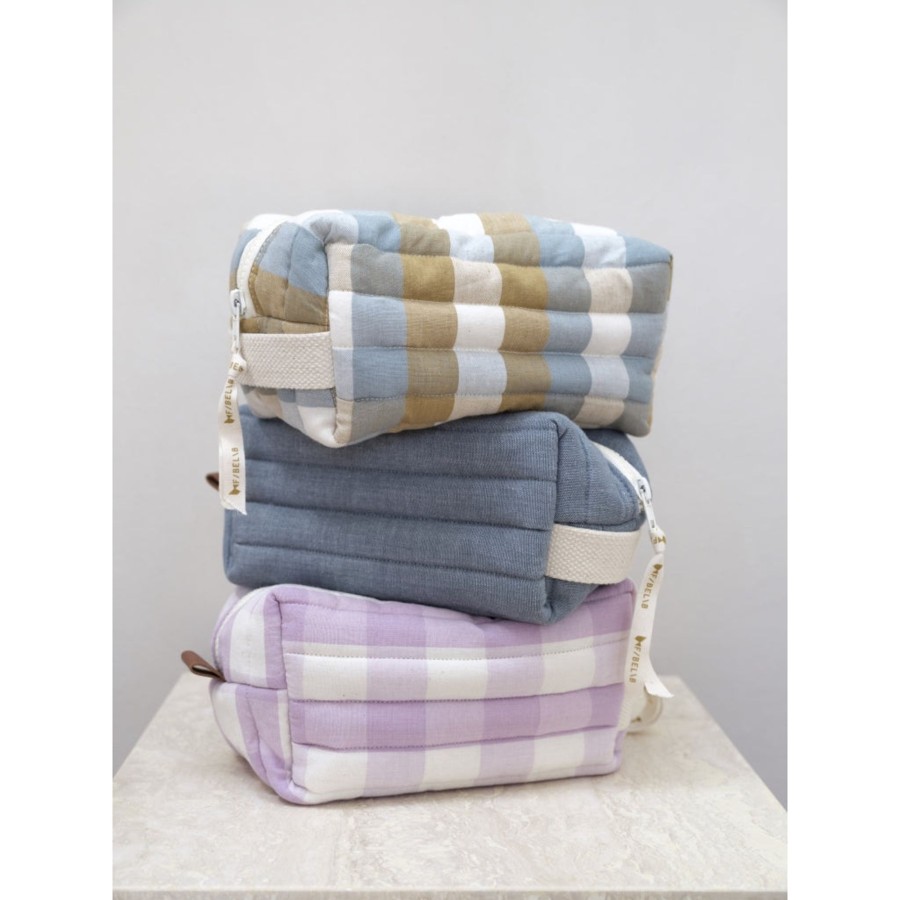 Bags & Backpacks Fabelab | Quilted Toiletry Bag Checks Cottage Blue