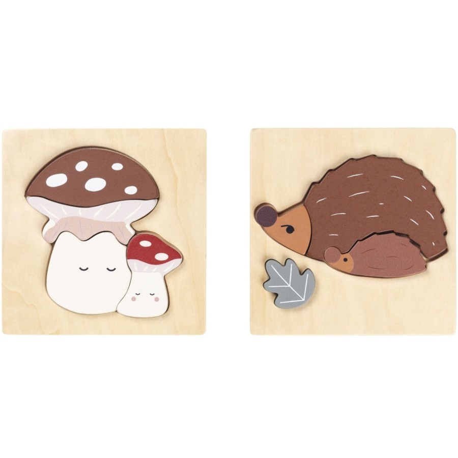 Playtime Fabelab | Mushroom & Hedgehog Puzzle 2 Pack - Wood Multi Colours