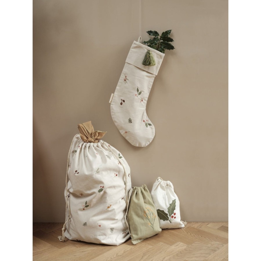 Christmas Fabelab | Gift Bag - Pine Embroidery - Sage Caramel