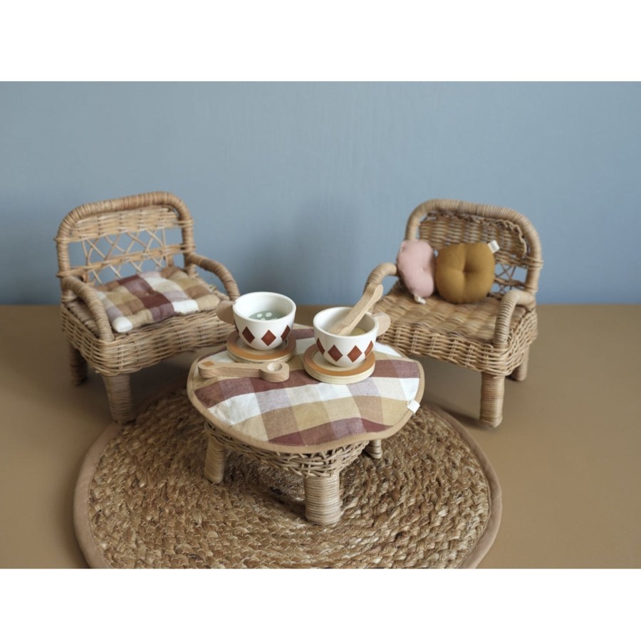 Playtime Fabelab | Doll Chair And Table - Rattan Rattan Natural