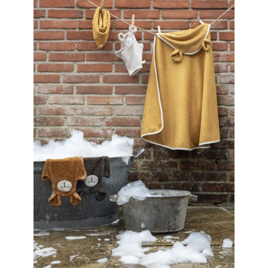 Bathtime Fabelab | Hooded Baby Towel - Bear Ochre